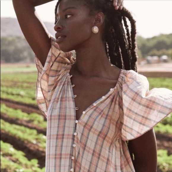 THE GREAT Iris dress in washed rose plaid Sz 2 - Picture 2 of 6